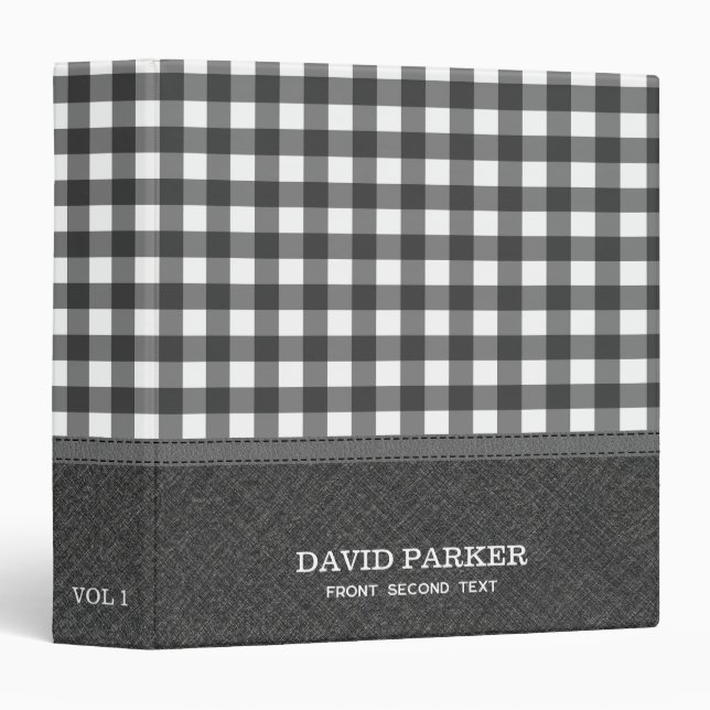 Grey Linen Texture and Plaid Binder (Front/Spine)