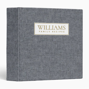 Grey Linen Texture Minimalist Family Recipes Binder