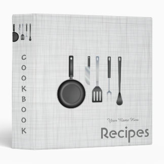 Grey linen texture utensils recipe binder book