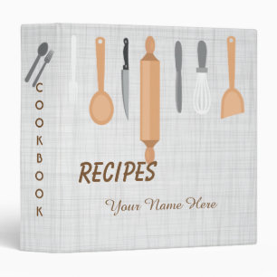 Grey linen utensils recipe ktichen binder book
