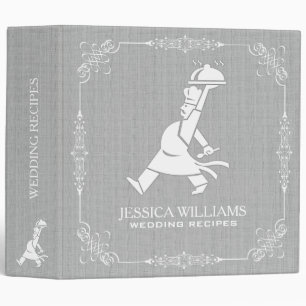 Grey Linen White Frame Wedding Recipes Binder