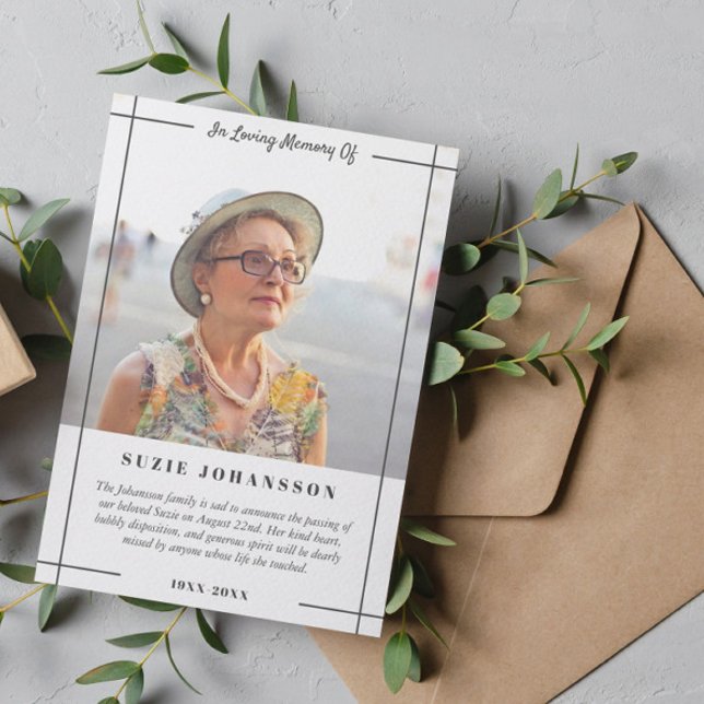 Grey Lines In Loving Memory Photo Announcement (Creator Uploaded)