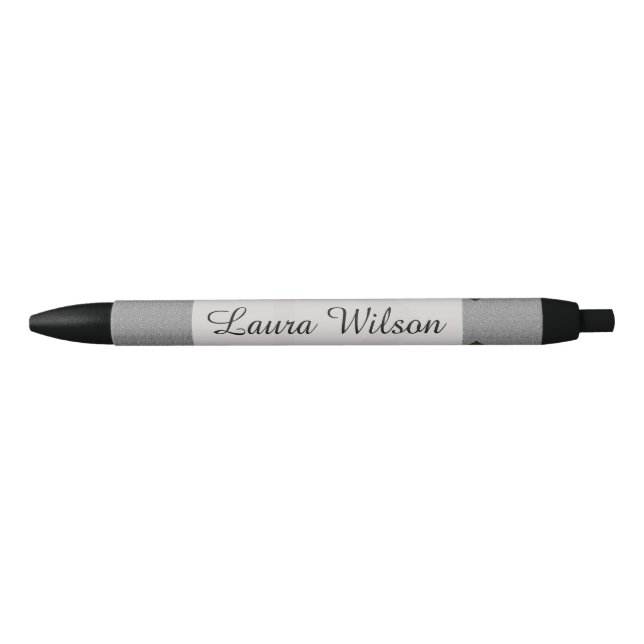 Grey Lines Pattern Elegant Customizable Black Ink Pen (Front)