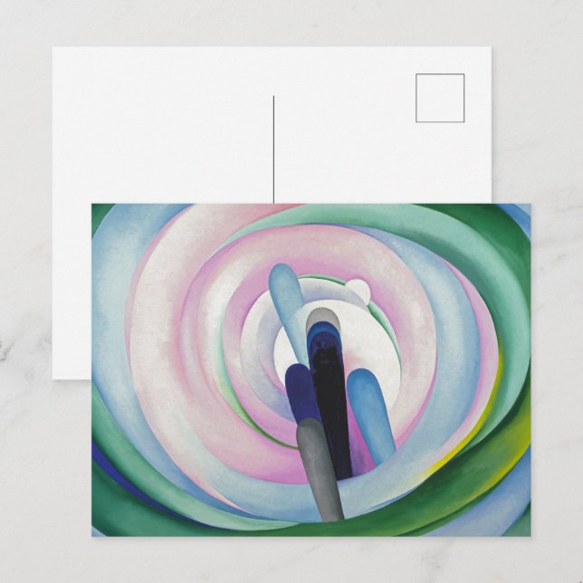 Grey Lines w Black, Blue and Yellow | O'Keeffe | Postcard (Front/Back)