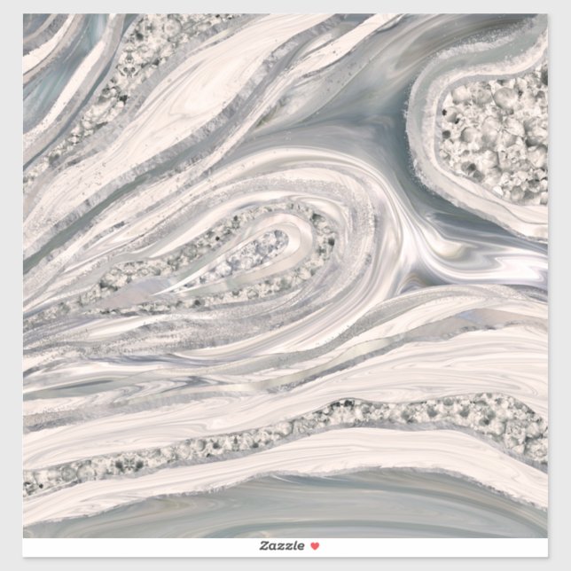 Grey liquid marble and crystal - pearl and silver (Sheet)