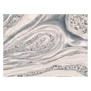 Grey liquid marble and crystal - pearl and silver tablecloth