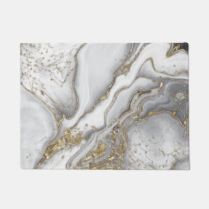 Grey liquid marble - pearl and gold doormat