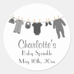 Grey Little Clothes Baby Sprinkle Stickers