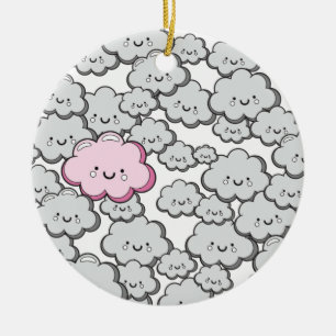 Grey Little Clouds Ceramic Ornament