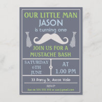 Grey Little Gentleman Moustache Birthday