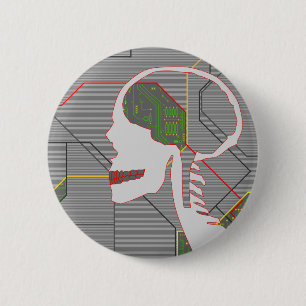 grey logicskull 2 inch round button