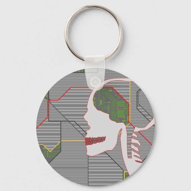 grey logicskull keychain (Front)
