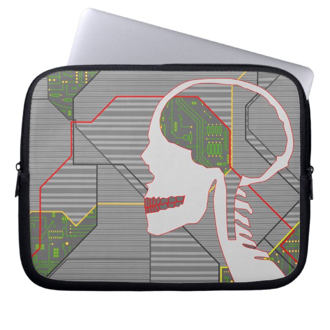 grey logicskull laptop sleeve (Front)