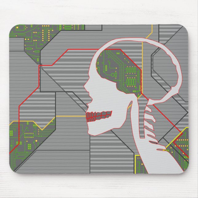 grey logicskull mouse pad (Front)