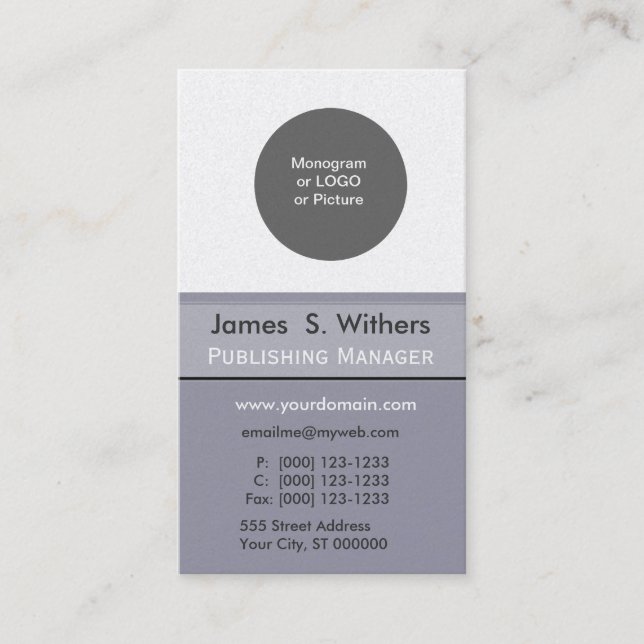 Grey Logo Initials Monogram  Designer Business Card (Front)