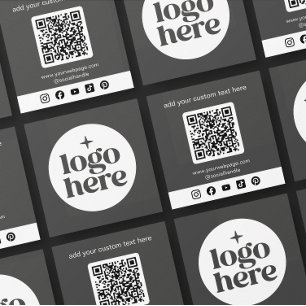 Grey Logo QR Code Custom Social Media Square Business Card