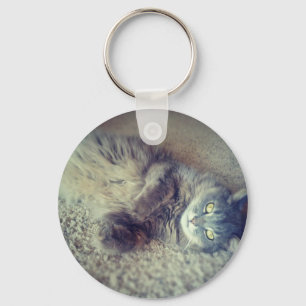 Grey Long-Haired Cat-Instagram by Shirley Taylor Keychain