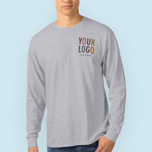 Grey Long Sleeve Shirt with Logo Preshrunk Unisex
