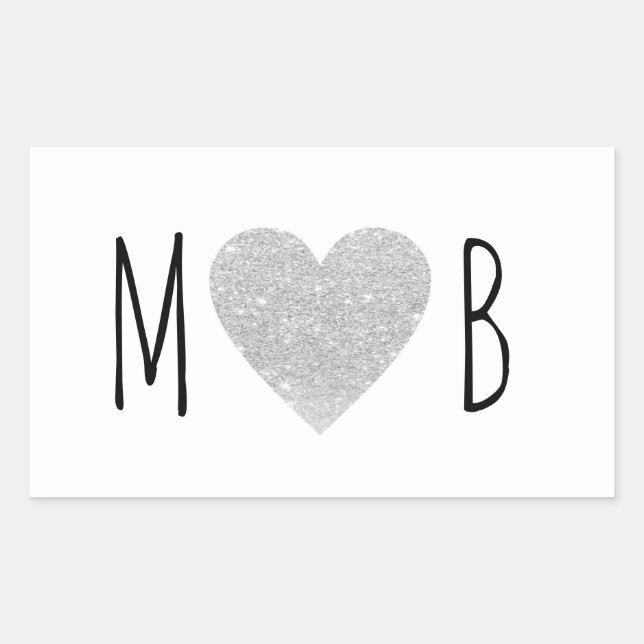 grey love heart monogram romantic wedding  sticker (Front)