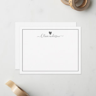 Grey Love Heart Personalized Note Card