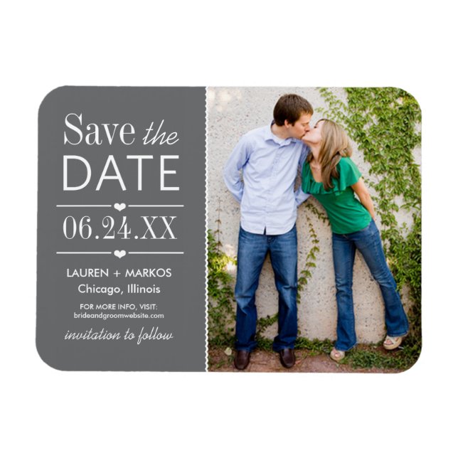 Grey Lovely Details Wedding Photo Save the Date Magnet (Horizontal)