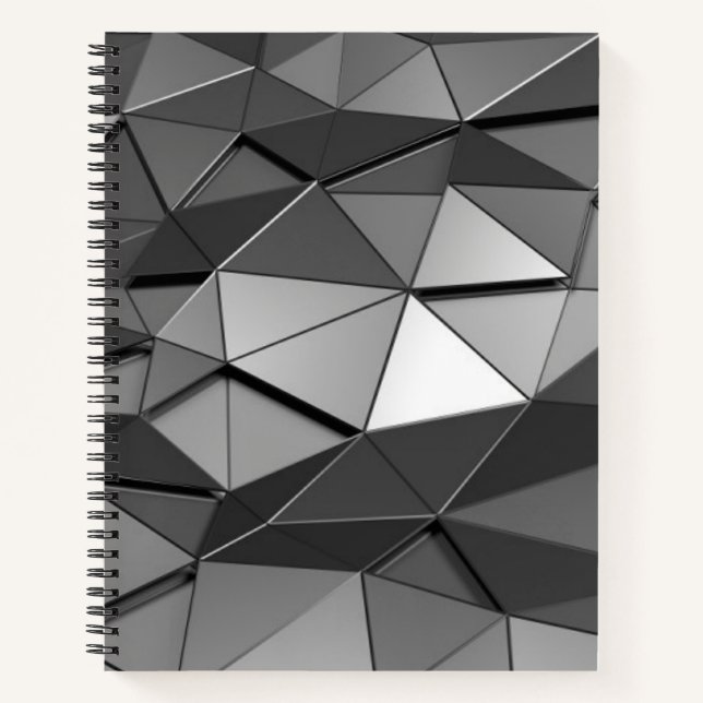 Grey Low-Poly Bullet Journal / Lined Notebook (Front)