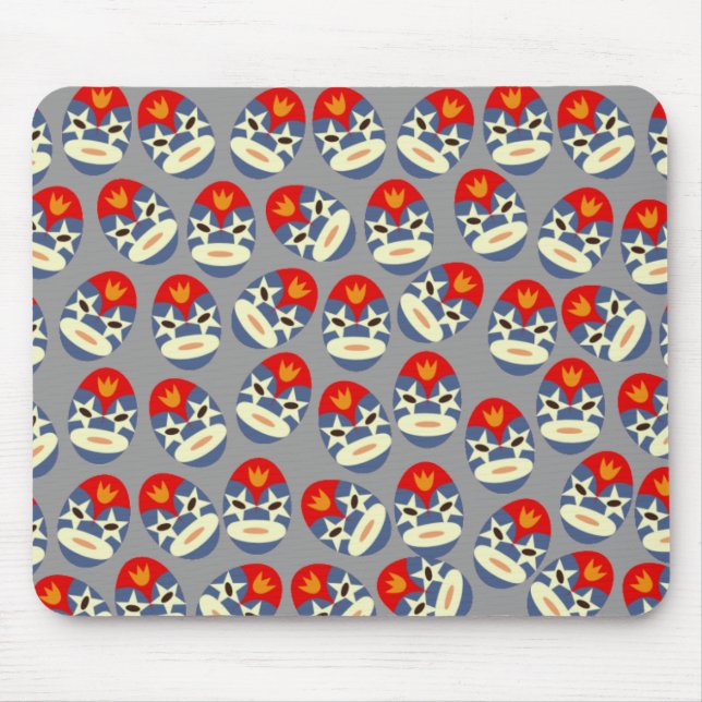 Grey Lucha Libre Masks Mouse Pad (Front)