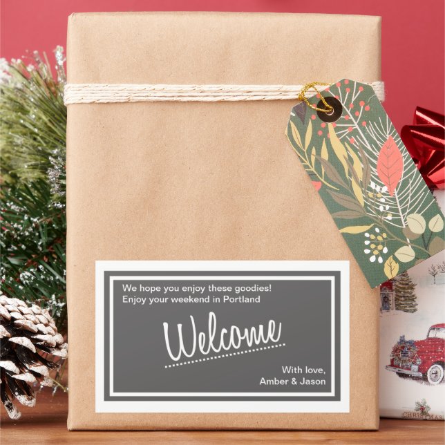 Grey Lucky In Love Gift Basket Welcome To Wedding Sticker (Holiday)