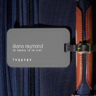 Grey Luggage Tag with Passenger Name