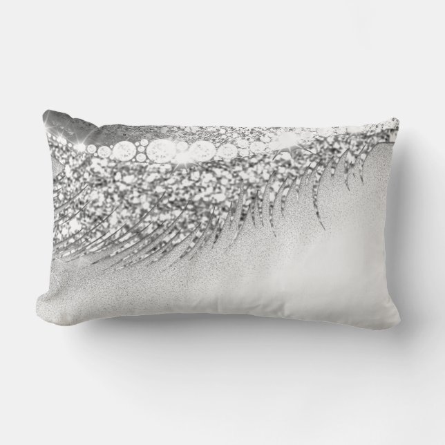 Grey Lux Makeup Lash Grey Silver Makeup Spark Lumbar Pillow (Front)