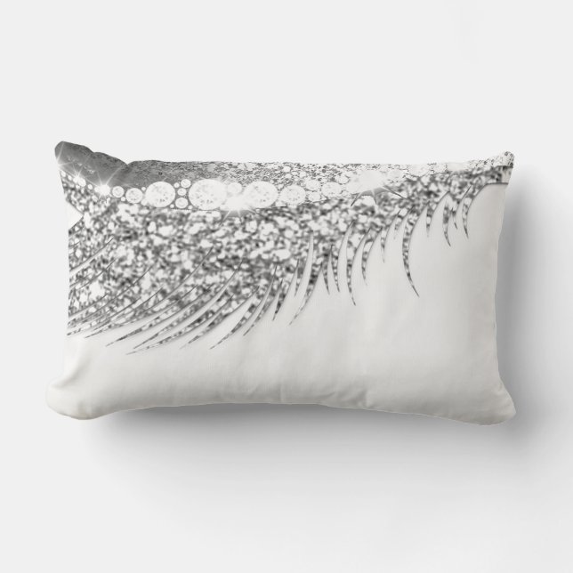 Grey Lux Makeup Lash Grey Silver White Lumbar Pillow (Front)