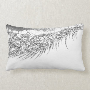Grey Lux Makeup Lash Grey Silver White Lumbar Pillow