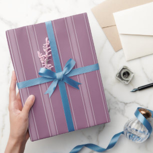 Grey Magenta & Light Grey Magenta Stripes Wrapping Paper