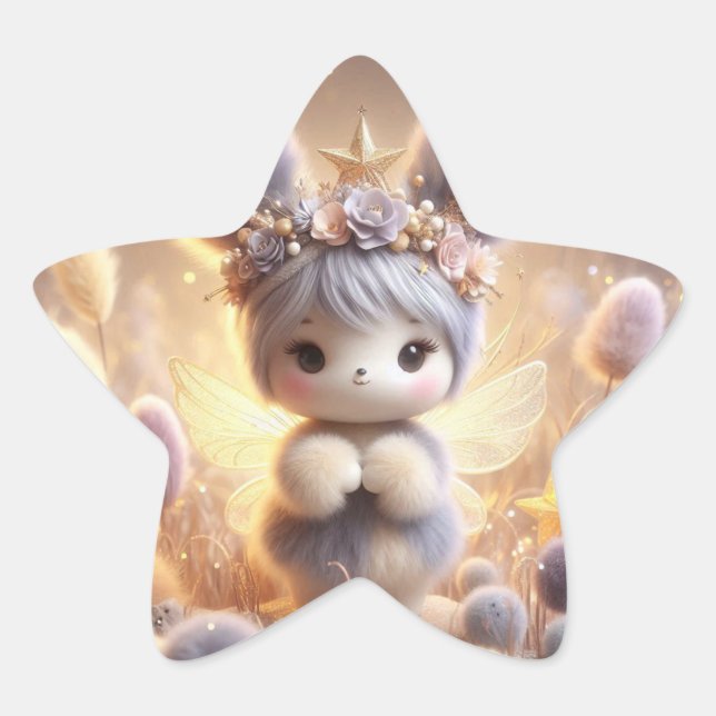 Grey Magnificient Bunny Star Sticker (Front)