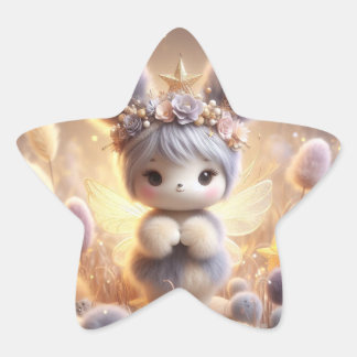Grey Magnificient Bunny Star Sticker
