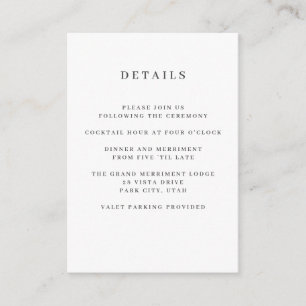 Grey Magnolia WEDDING Hotel detail Accommodation Enclosure Card