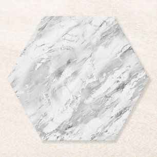 Grey Majestic Marble Impressions Custom Hexagon Co Paper Coaster