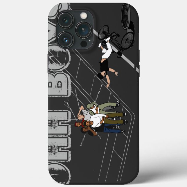 grey Man on Bike Hits Manhole OHH BOYS Crack Up Case-Mate iPhone Case (Back)