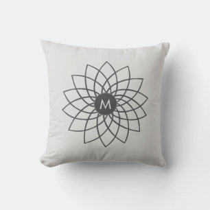 Grey Mandala on Silver Dust Colour Throw Pillow
