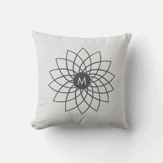 Grey Mandala on Silver Dust Colour Throw Pillow (Front)