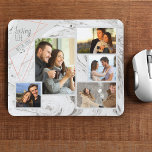Grey Marble 5 Photo Collage - Loving Life with You Mouse Pad<br><div class="desc">Stylish mouse pad which you can personalize with 5 of your favourite photos. The template is set up ready for you to add your photos, working from left to right. Your photos are set against a modern watercolor marble in grey and white, with an elegant geometric design in grey and...</div>