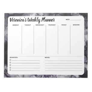 Grey Marble Abstract Weekly To Do List Notepad