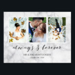 Grey Marble Always & Forever Wedding Photo Collage Poster<br><div class="desc">Beautiful wedding photo collage with three of your photos inside thin white frames on a grey marble print. Always & forever written in a wonderful dark grey calligraphy script. Personalize with three wedding photos,  your names,  and wedding date!</div>