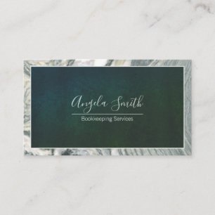 Grey Marble Border Fancy Script Professional Business Card