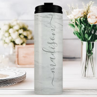 Grey Marble Chic Stylish Signature Script Name