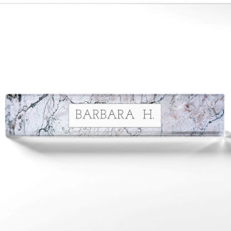 Grey Marble Custom Name Elegant Business Nameplate