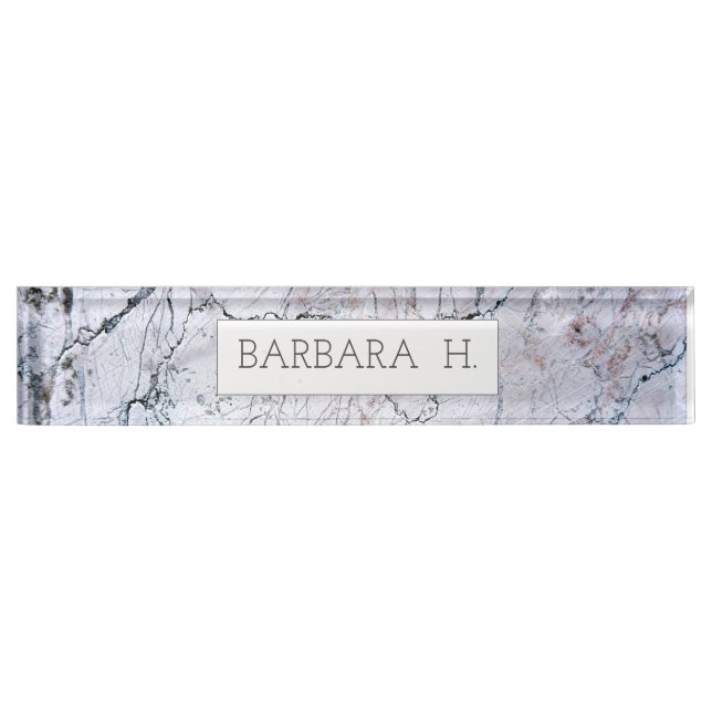Grey Marble Custom Name Elegant Business Nameplate (Front)
