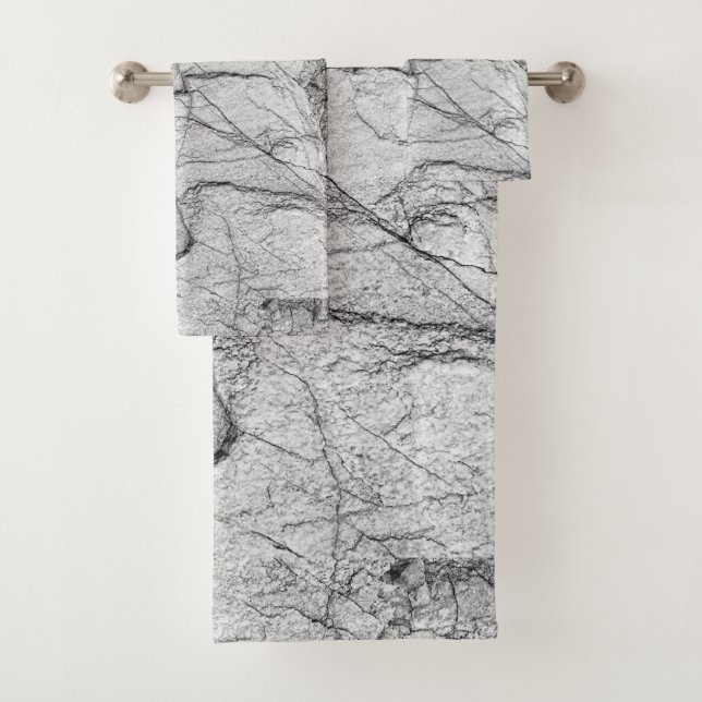 Grey Marble Dappled Concrete Bath Towel Set (Insitu)