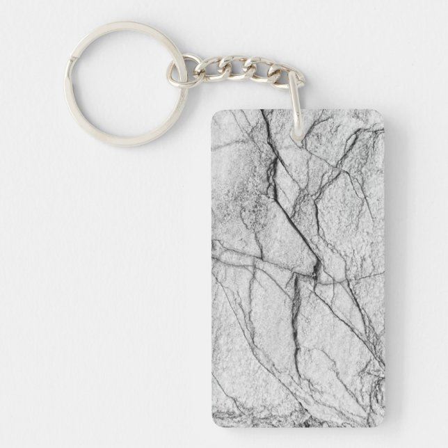 Grey Marble Dappled Concrete Look  Keychain (Front)