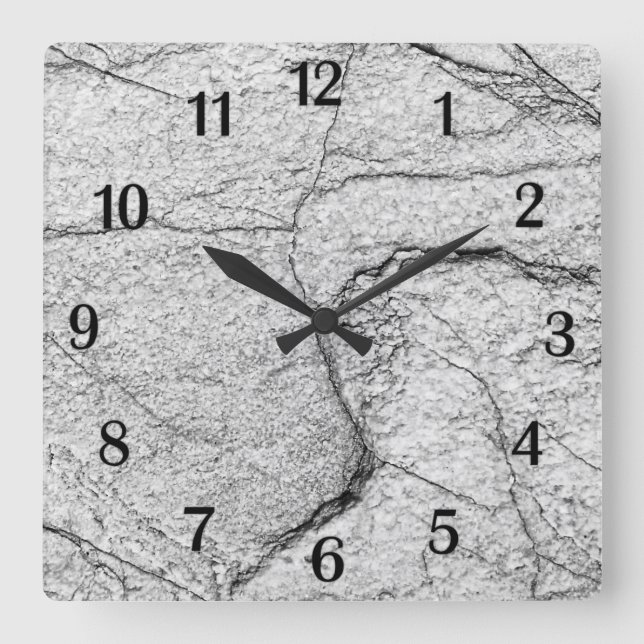 Grey Marble Dappled Concrete Square Wall Clock (Front)